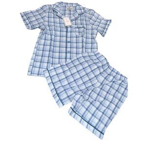 Petite Plume Boys Blue Plaid Pajama Set Size 10 - Cotton & Modacrylic
